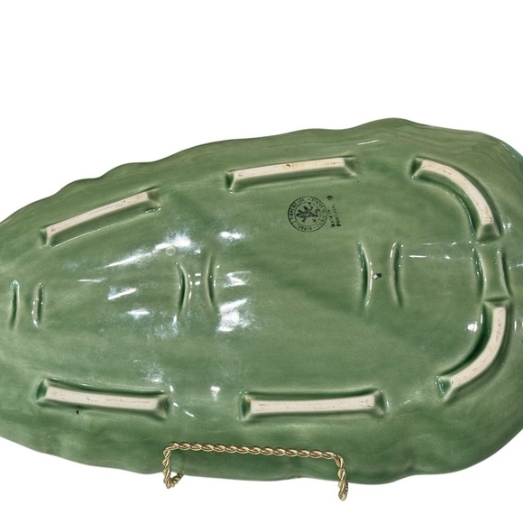 Bordallo Pinheiro Banana Leaf Serving Platter Glazed Ceramic Portugal 15 X 8 in - Picture 4 of 7